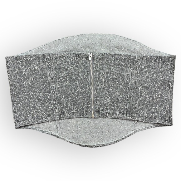 PrettyLittleThing Gray Corset Crop Top NWT Back Zipper Going Out US 10 UK 14 - Picture 2 of 5